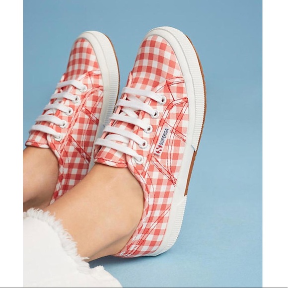 Anthropologie Shoes - Anthropologie Superga RED gingham SNEAKERS white